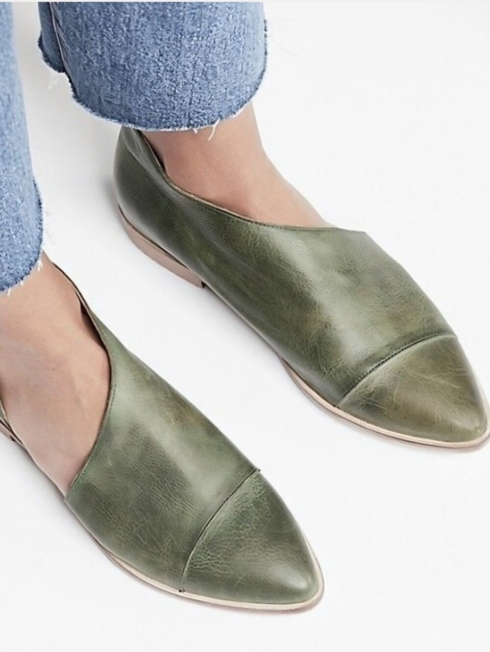 Free People Royale D'orsay Flats Holly Green